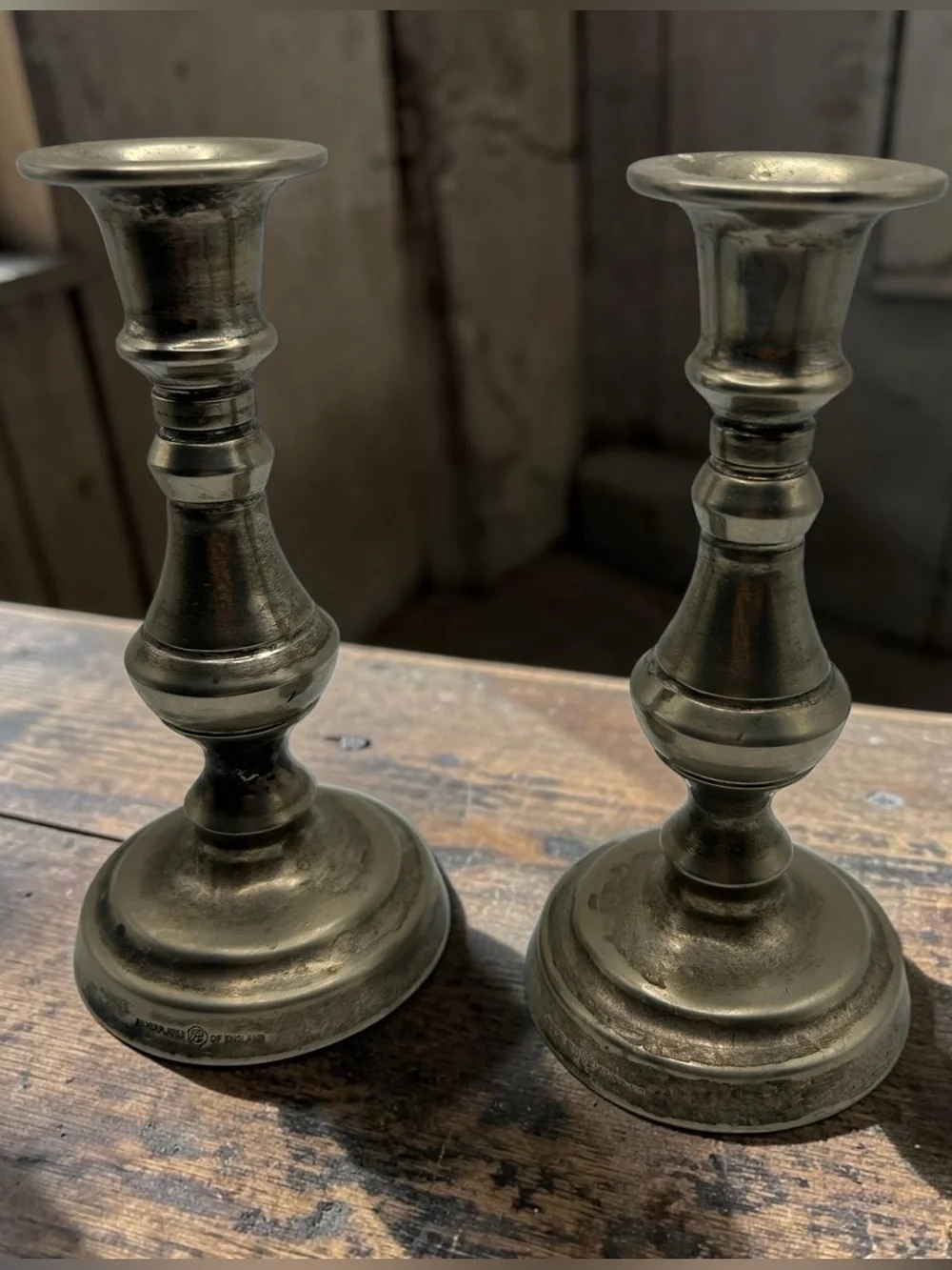 Vintage English Silver Plated Candlestick Holder Pair